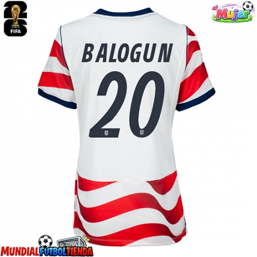 Camiseta Estados Unidos Folarin Balogun #20 Primera Equipación Replica Mundial 2026 para mujer mangas cortas